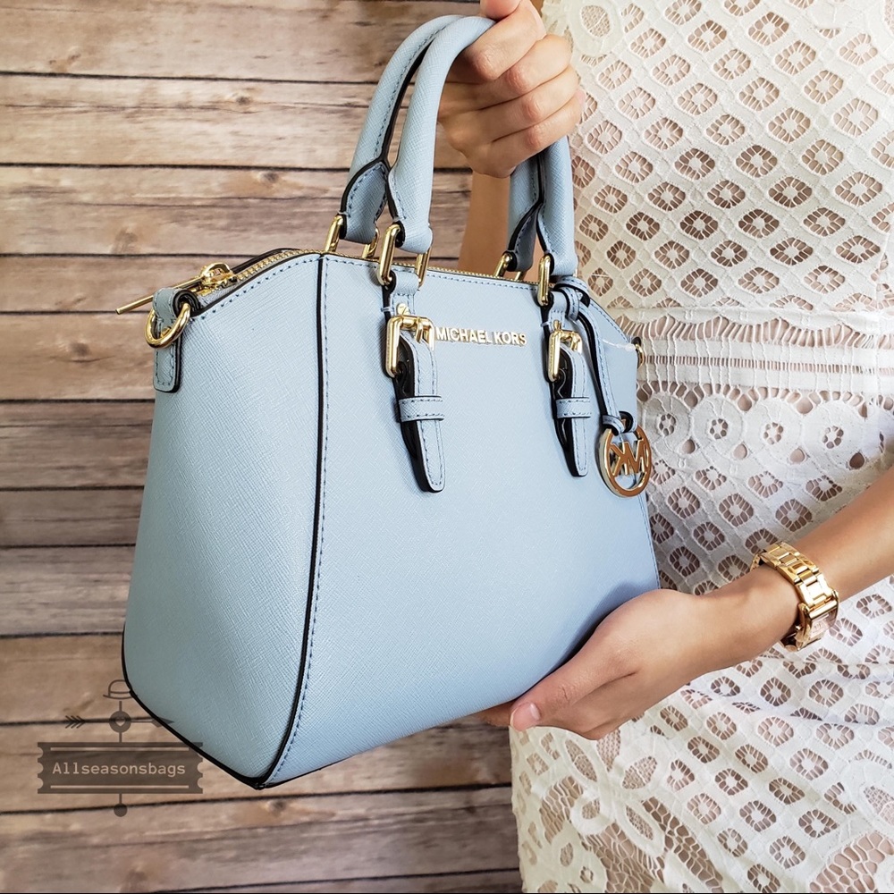 NWT Michael Kors Ciara Medium Satchel pale Blue - Picture 2 of 8
